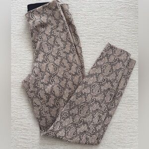 Zara Taupe and Black Snake-Print Zippered Pants